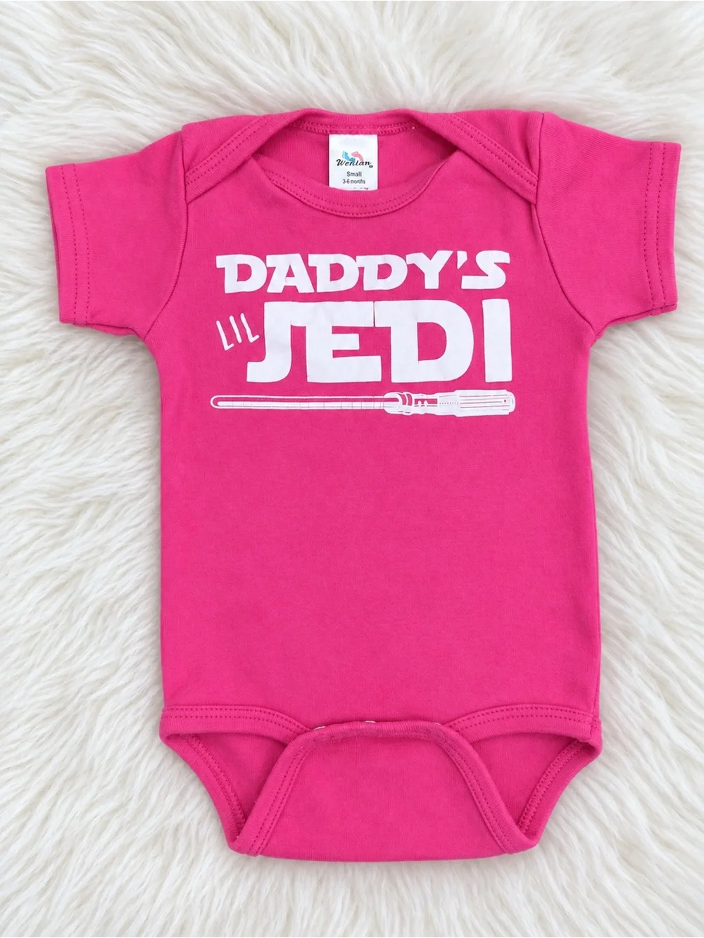 Daddy's Lil Jedi Pink Baby Bodysuit